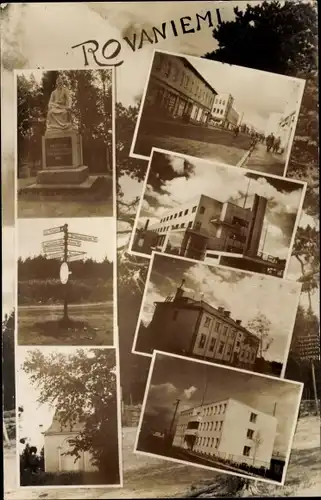 Foto Ak Rovaniemi Lappland Finnland, Denkmal, Teilansichten, Gebäude