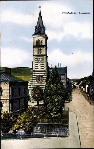 Ak Kraslice Graslitz Reg. Karlsbad, Langegasse