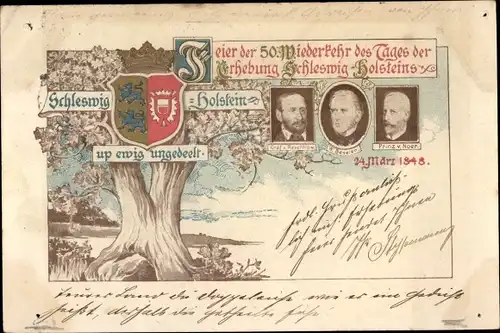 Wappen Ak Feier der 50. Wiederkehr des Tages der Erhebung Schleswig Holsteins 1848