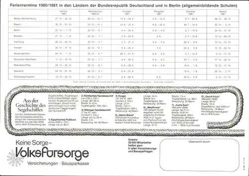 Stundenplan Volksfürsorge - Die Geschichte des Segelschiffes 1980