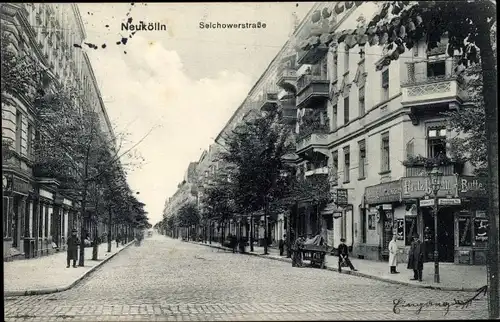Ak Berlin Neukölln, Selchowerstraße, Geschäfte