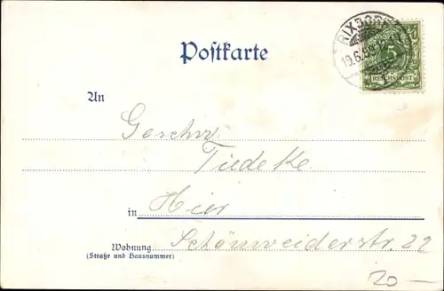 Litho Berlin Lichtenberg Karlshorst, Rennbahn, Hotel und Restaurant Fürstenhaus, Innenansicht