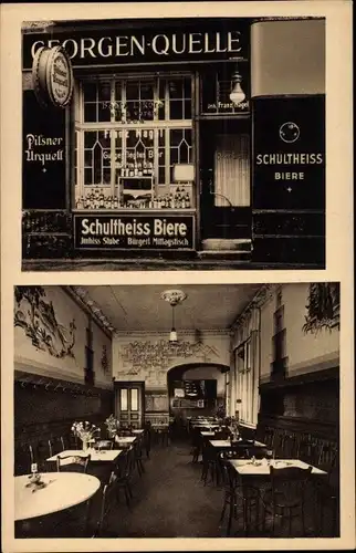 Ak Berlin Mitte, Restaurant Georgenquelle, Georgenstraße 24, Innenansicht, Schultheiss Biere
