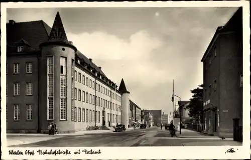 Ak Weiden in der Oberpfalz Bayern, Bahnhofstraße mit Postamt