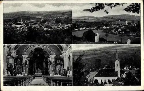 Ak Hohenfels Oberpfalz, Gesamtansicht der Stadt, Kirche, Innenansicht