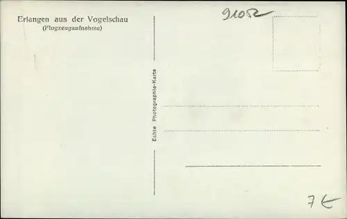 Ak Erlangen in Mittelfranken Bayern, Totalansicht der Ortschaft, Fliegeraufnahme