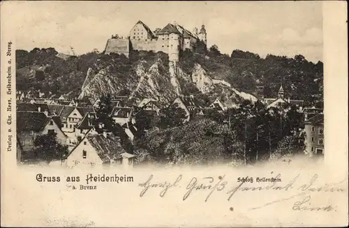 Ak Heidenheim an der Brenz Württemberg, Schloss Hellenstein, Blick auf den Ort