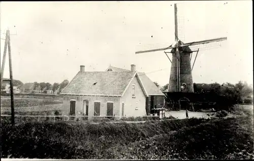 Foto Ak Biezelinge Kapelle Zeeland Niederlande, Windmühle