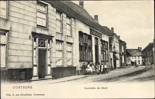 Ak Oostburg Zeeland, Noordzijde der Markt