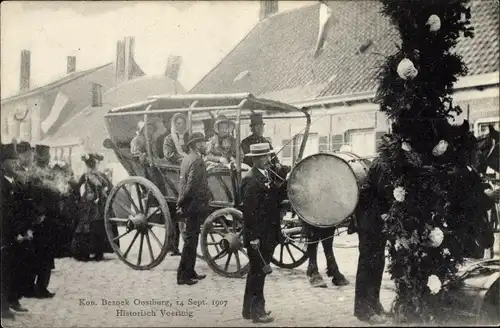 Ak Oostburg Zeeland, Kon. Bezoek 1907, Historisch Voertuig