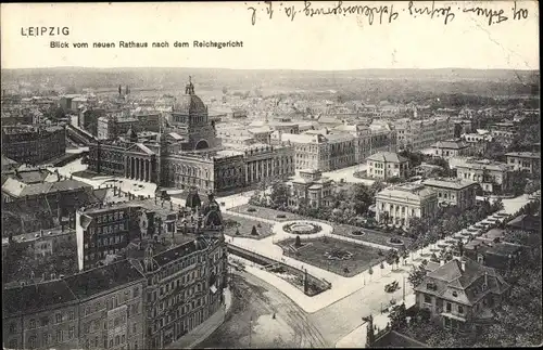 Ak Leipzig in Sachsen, Blick vom neuen Rathaus nach dem Reichsgericht