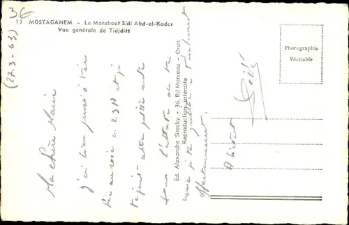 Ak Mostaganem Tijdit Algerien, Le Marabout Sidi Abd-el-Kader, Vue generale de Tidjditt