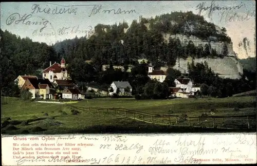 Ak Oybin in Sachsen, Blick zum Ort, Berg