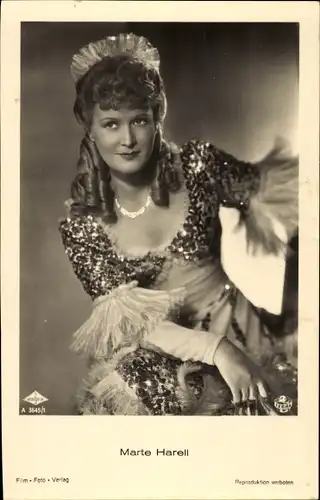 Ak Schauspielerin Marte Harell, Portrait, Autogramm, Halskette