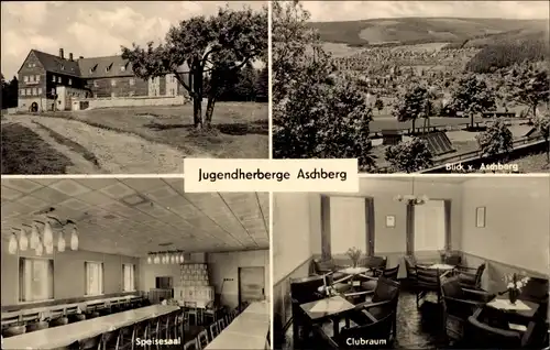 Ak Aschberg Klingenthal im Vogtland Sachsen, Jugendherberge, Clubraum, Speisesaal, Blick v. Aschberg