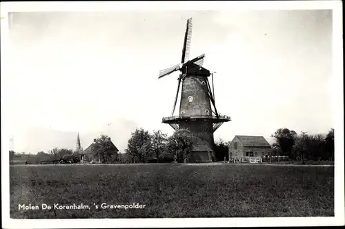 Ak 's Gravenpolder Zuid Beveland Zeeland, Molen De Korenhalm, Windmühle