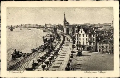 Ak Düsseldorf am Rhein, Partie am Rhein