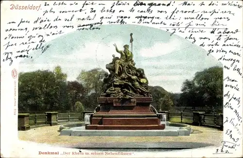 Ak Düsseldorf am Rhein, Denkmal Der Rhein mit seinen Nebenflüssen, Vater Rhein