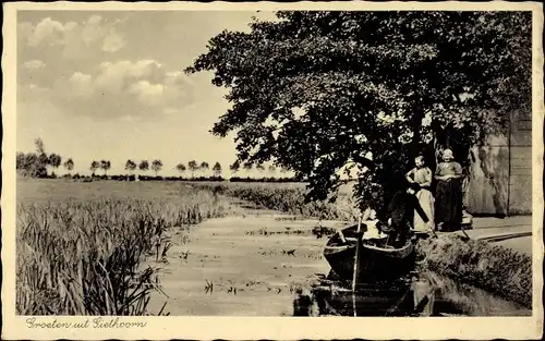 Ak Giethoorn Overijssel Niederlande, Kanal, Frauen in Tracht