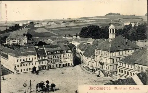 Ak Bischofswerda in Sachsen, Markt mit Rathaus