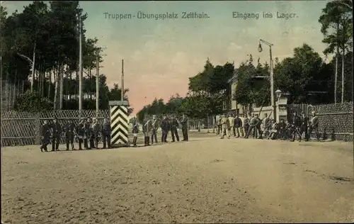 Ak Zeithain in Sachsen, Truppenübungsplatz, Eingang ins Lager