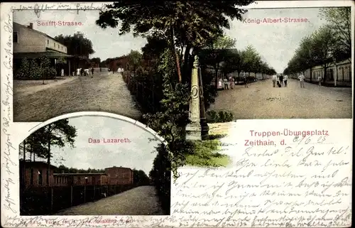 Ak Zeithain in Sachsen, Truppenübungsplatz, Das Lazareth, Senfft-Straße, König-Albert-Straße
