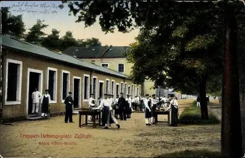 Ak Zeithain in Sachsen, Truppenübungsplatz, König Albert Straße