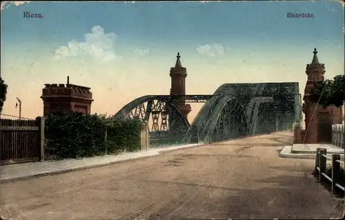 Ak Riesa an der Elbe Sachsen, Elbbrücke