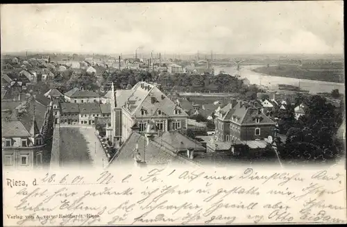 Ak Riesa an der Elbe Sachsen, Panorama vom Ort