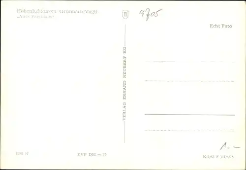 Ak Grünbach im Vogtland, Altes Forsthaus