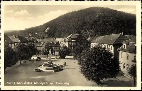 Ak Suhl in Thüringen, Marktplatz mit Domberg