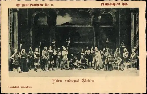 Ak Oberammergau in Oberbayern, Passionsspiele 1900, Petrus verleugnet Christus