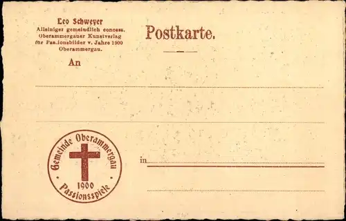 Ak Oberammergau in Oberbayern, Passionsspiele 1900, Petrus verleugnet Christus