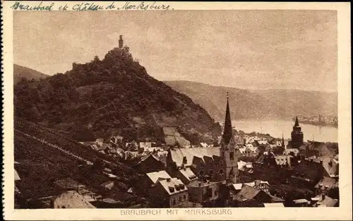 Ak Braubach am Rhein, Marksburg, Panorama