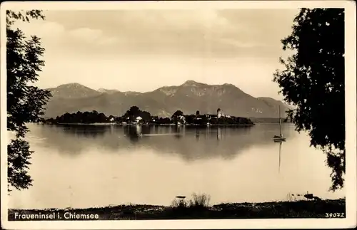 Ak Fraueninsel Chiemsee Oberbayern, Panoramablick