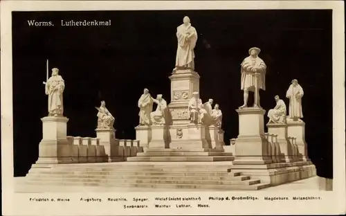 Ak Worms am Rhein, Lutherdenkmal