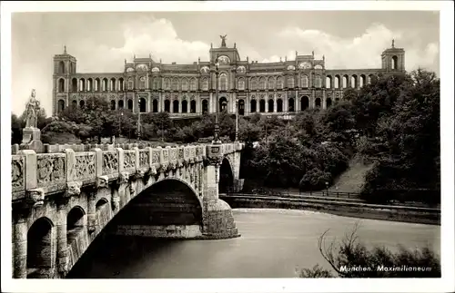 Ak München, Maximiliansbrücke, Maximilianeum