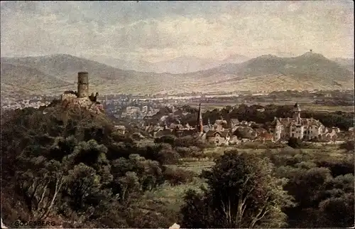 Künstler Ak Astudin, Bad Godesberg Bonn Rhein, Burgruine Godesburg, Panorama