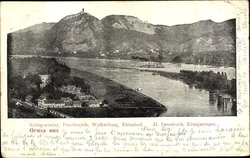 Ak Königswinter am Rhein, Drachenfels, Wolkenburg, Rhöndorf