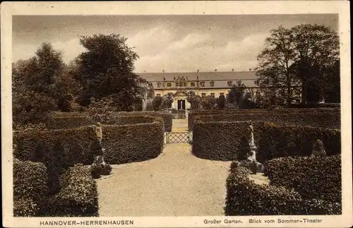 Ak Herrenhausen Hannover in Niedersachsen, Großer Garten, Blick vom Sommer-Theater