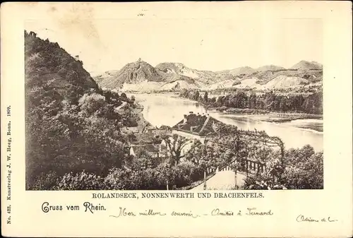 Ak Rolandseck Remagen am Rhein, Nonnenwerth und Drachenfels