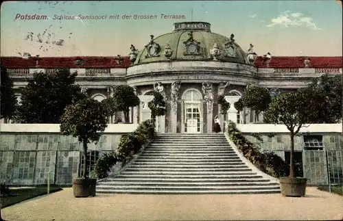 Ak Potsdam, Schloss Sanssouci mit der grossen Terrasse