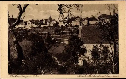 Ak Rothenburg ob der Tauber Mittelfranken, Kobolzellerkirche mit Stadtpartie