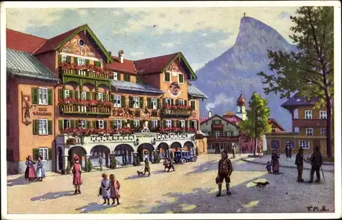 Ak Oberammergau in Oberbayern, Passionsspiel 1930, Haus Wittelsbach am Hauptplatz