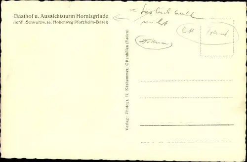 Ak Seebach in Baden Schwarzwald, Hornisgrinde, Gasthof, Aussichtsturm