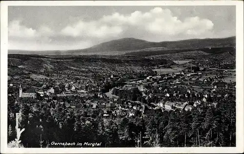 Ak Gernsbach im Murgtal Schwarzwald, Panorama, Kirche