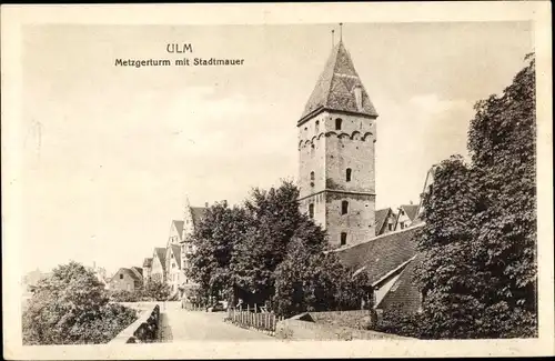 Ak Ulm, Metzgerturm mit Stadtmauer