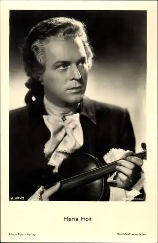 Ak Schauspieler Hans Holt, Portrait, Violine, Film Foto Verlag A 3715/2