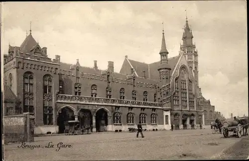 Ak Bruges Brügge Flandern Westflandern, La Gare