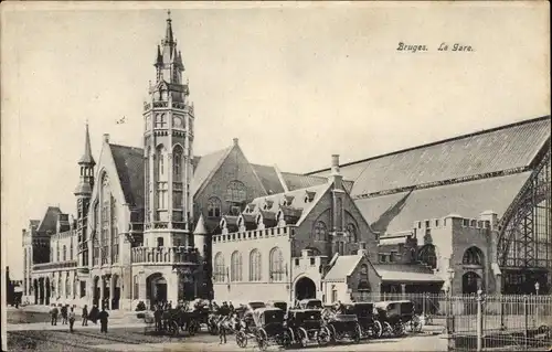 Ak Bruges Brügge Flandern Westflandern, La Gare